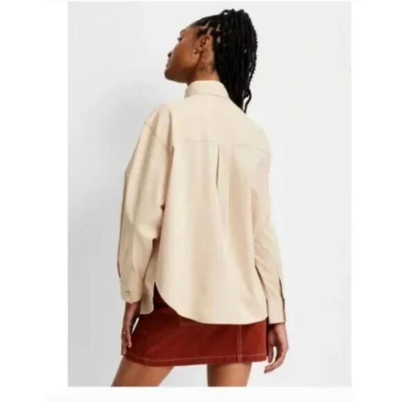 511 Beige Button-Up Long Sleeve Utility Shirt Jacket Fall Winter Layering Top - Picture 2 of 5